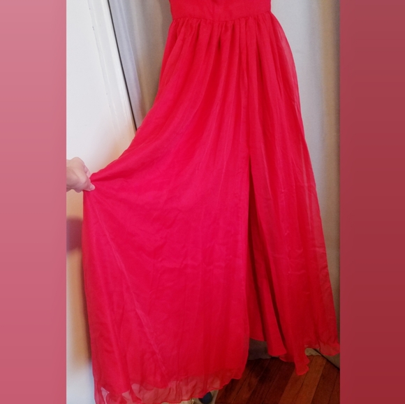 NWT Evening/Prom Gown Bright Red Neon Princess Cut Fame & Partners - Picture 4 of 10